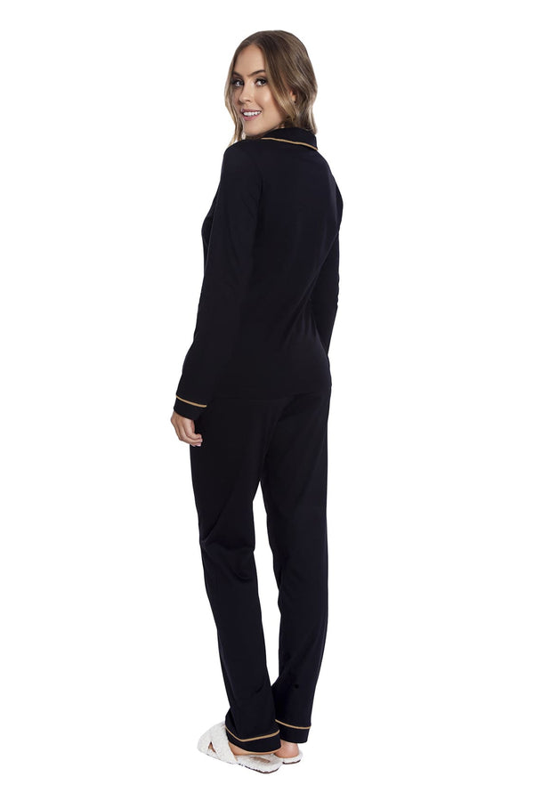 Pijama Manga Longa Angelina em Algodão - Divina Noite