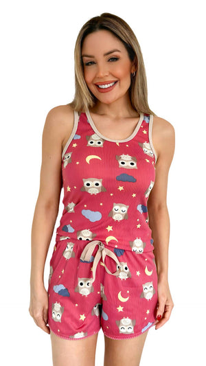 Short Doll Regata Amora em Malha Canelada - Divina Noite