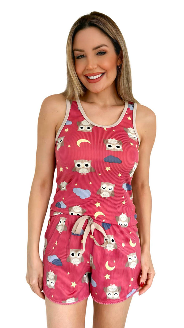 Short Doll Regata Amora em Malha Canelada - Divina Noite